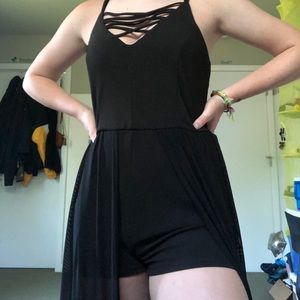 Black romper with long skirt